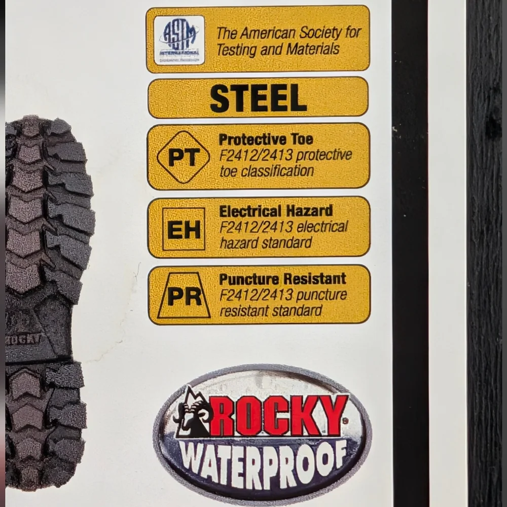 NIB Rocky Alpha Force Men's Brown Leather Steel Toe Waterproof Work Boots sz11.5